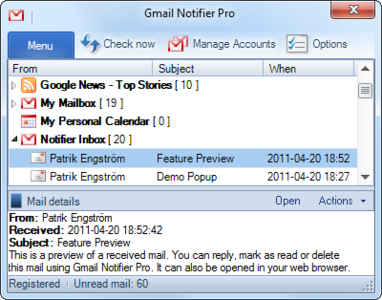 Gmail Notifier Pro v3.2.1 Multilingual Portable