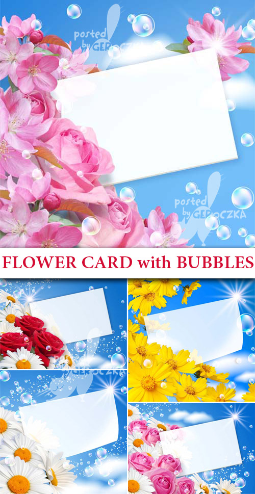 Flower card with bubbles