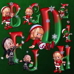     (Christmas Elves Decorative Alphabet)