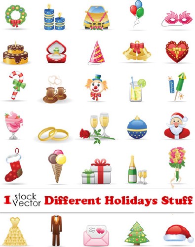 Different Holidays Stuff Vector