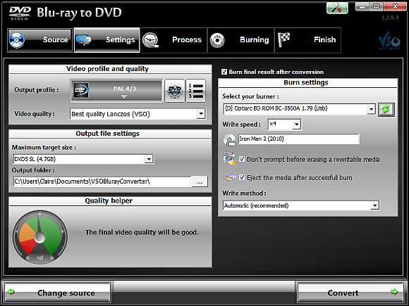 VSO Blu-ray To DVD 1.4.0.7