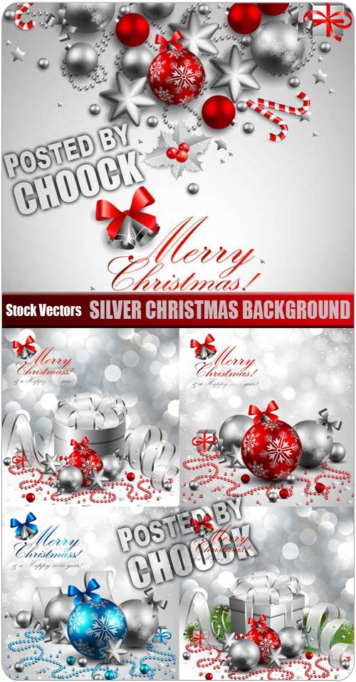 Silver Christmas background - Stock Vector