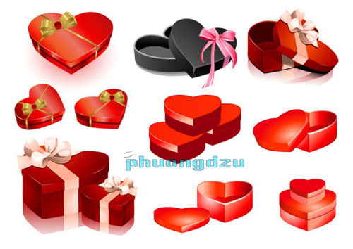 Valentine039;s Day heart-shaped gift box vector material