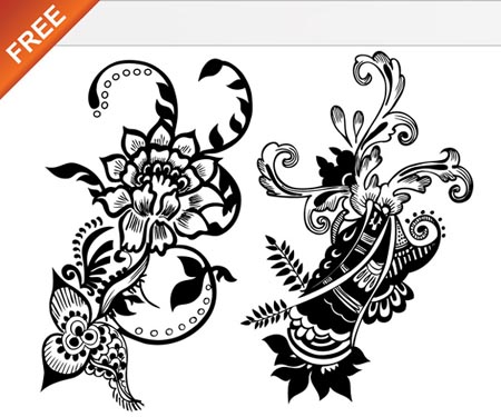Set of Hand Floral Free Vector Graphics
