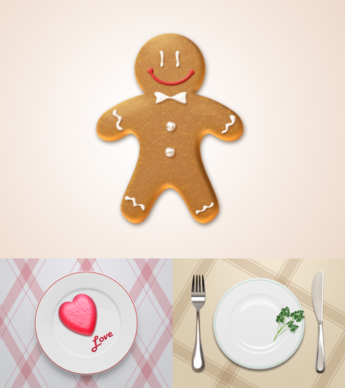 Cookie Man psd and heart on plate for Photoshop
