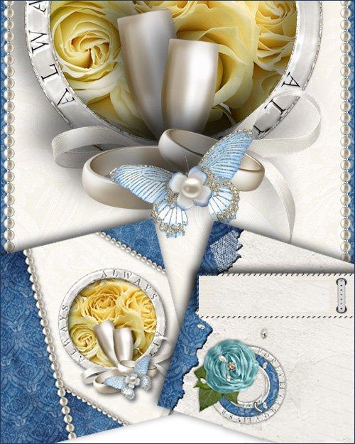 Wedding invitation Tender blue roses 2 PSD 2 JPEG 2400 1800 300 dpi