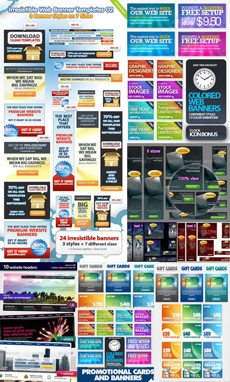 GraphicRiver Web Headers, Promotional Cards and Banners Pack