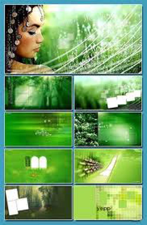 Collection of creative multi-PSD in shades of green