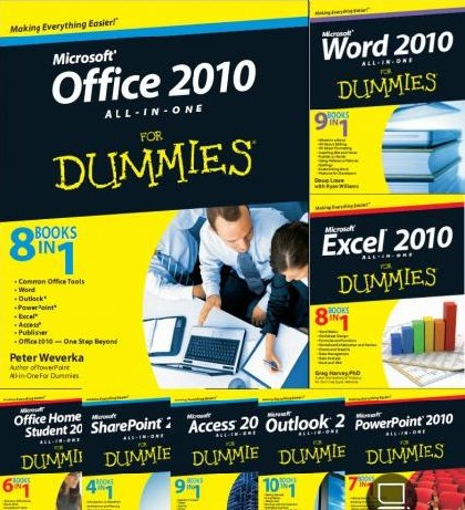 The Collection of 8 MS Office 2010 For Dumies Books