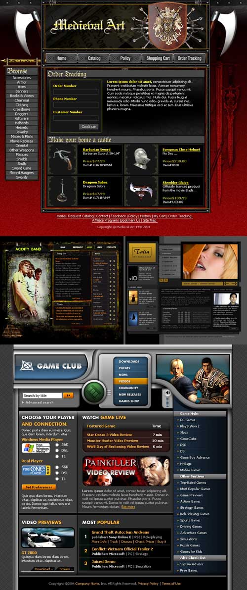 Black Web 4 Template pack for Photoshop
