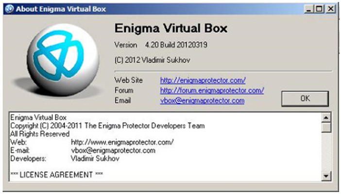 Enigma Virtual Box v4.20 Build 20120319