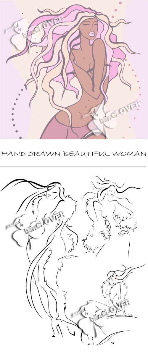 Hand drawn beautiful woman 0121